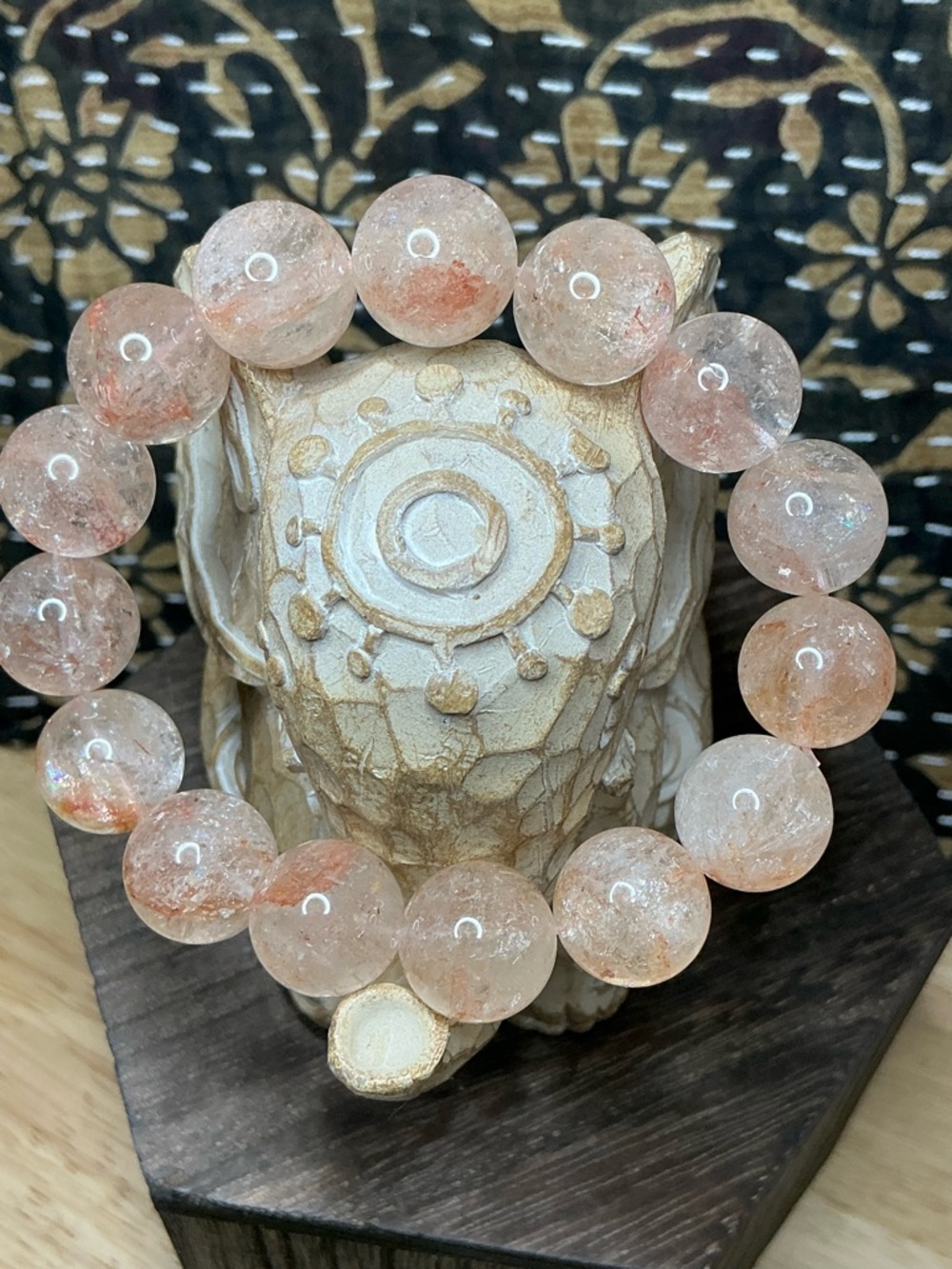 Blush Fire Red Herkimer Diamond Bracelet 14mm